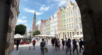 Gdansk's historical district is lined with cobblestone streets and the pastel facades of buildings painstakingly restored after World War II.