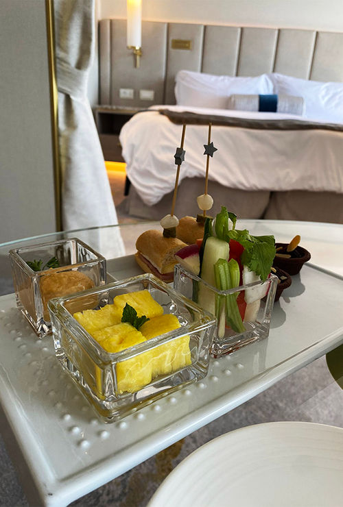 Each suite on the Crystal Serenity receives butler service, which includes mid-day snack trays.