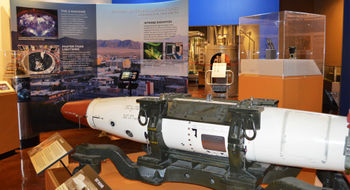 A replica of the B57 nuclear bomb is displayed at the Atomic Museum in Las Vegas.