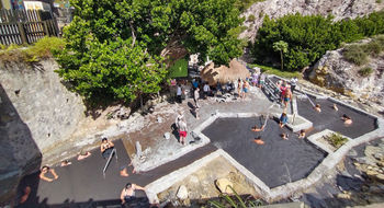 Aerial view of the mud baths at Sulphur Springs