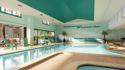 A rendering of the Margaritaville Resort Lake Tahoe's indoor heated pool.