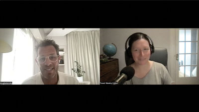 Columnist Doug Lansky, left, and host Rebecca Tobin, talk destination marketing organizations, "unbalanced" tourism and Apple's Newton product on this episode of the Folo by Travel Weekly podcast.