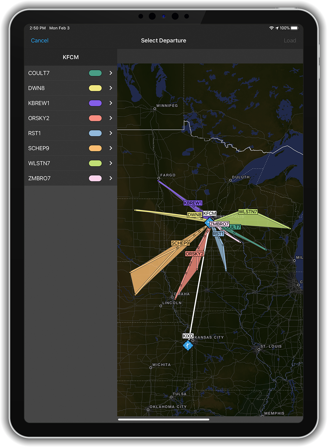 Procedure Selector on the Garmin Pilot App